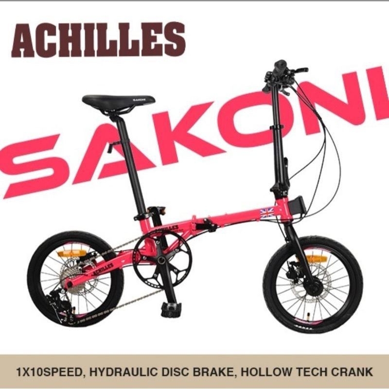 SEPEDA LIPAT 16 INCH CHROMOLY SAKONI ACHILLES GREAT BRITAIN 10SP HIDROLIK HOLLOWTECH XIN87STORE SEPE