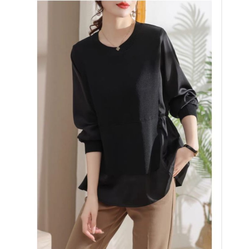 Blouse Wanita, Blouse Korea, Blouse Katun Silk Mix Rajut , Atasan Wanita Import , Baju Wanita, Busui