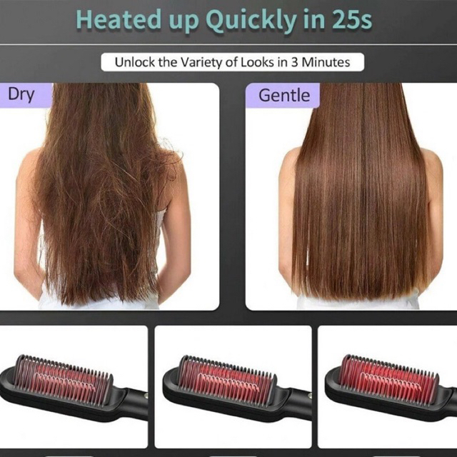 Catok rambut sisir sonar SN-801 hair straightener brush