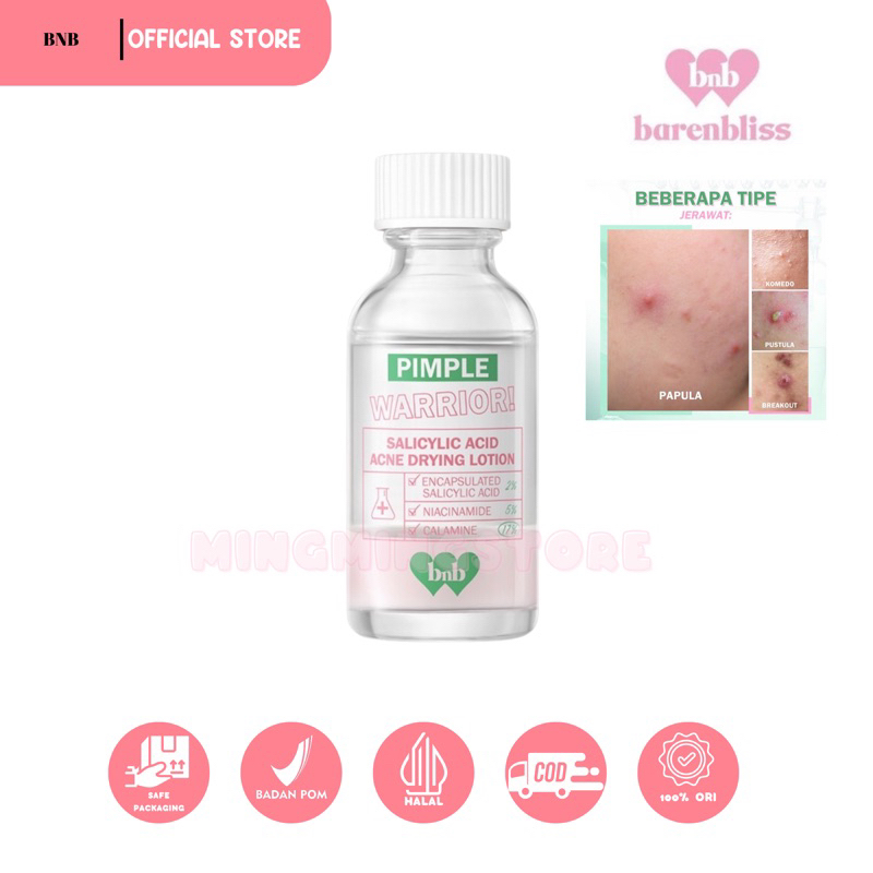 FREE GIFT BNB Barenbliss Pimple Warrior Salicylic Acid Acne Drying Lotion | Acne Spot Treatment Care