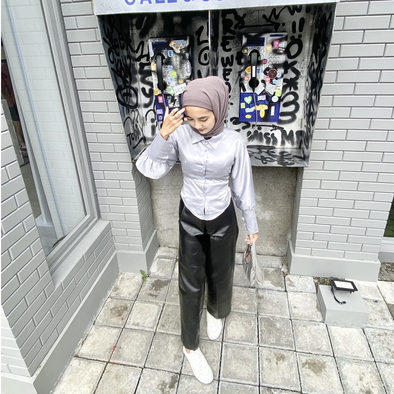 Orlin Kemeja Korset Wanita - Corset Shirt Long Sleeve - Atasan Kemeja Puff Blouse Top Wanita - Kemeja Kerja Wanita - Kemeja Corset Lengan Panjang - Blouse Satin