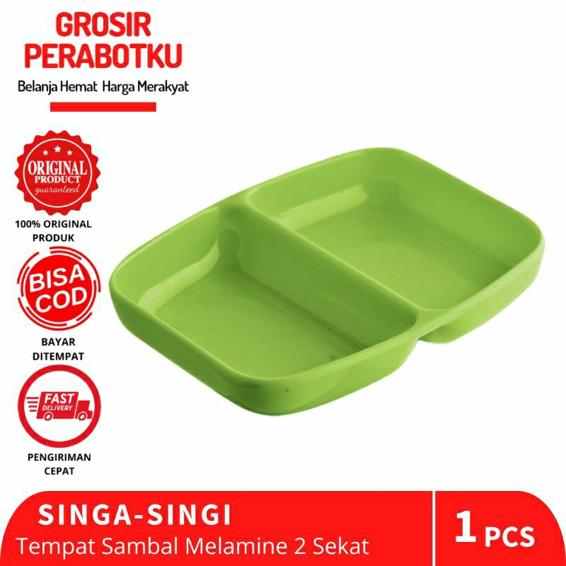 SINGA SINGI Tempat Sambal Melamine Sekat 2 Piring Sambel Melamin Kecil Wadah Saus Sambal Kecap