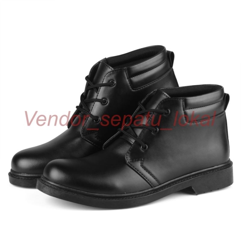 sepatu pdh tali 3 busa kilap&amp;doop paskibra/ polisi/polri/tni/security