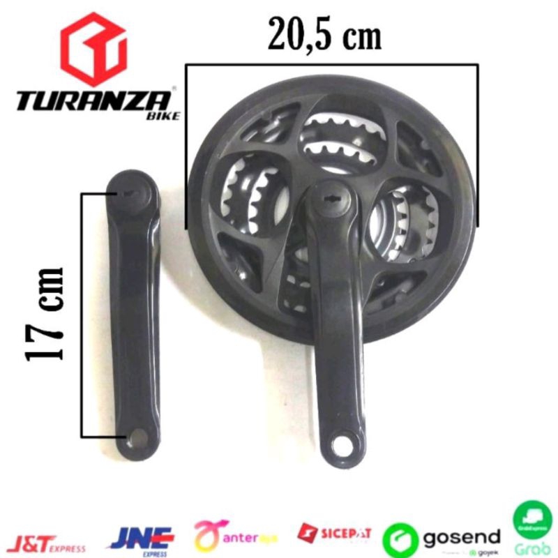 TURANZA BIKE CRANK Gir tengah sepeda MTB Lipat Gunung 3 susun / gear 3 speed charring 48 / 38 / 28 t
