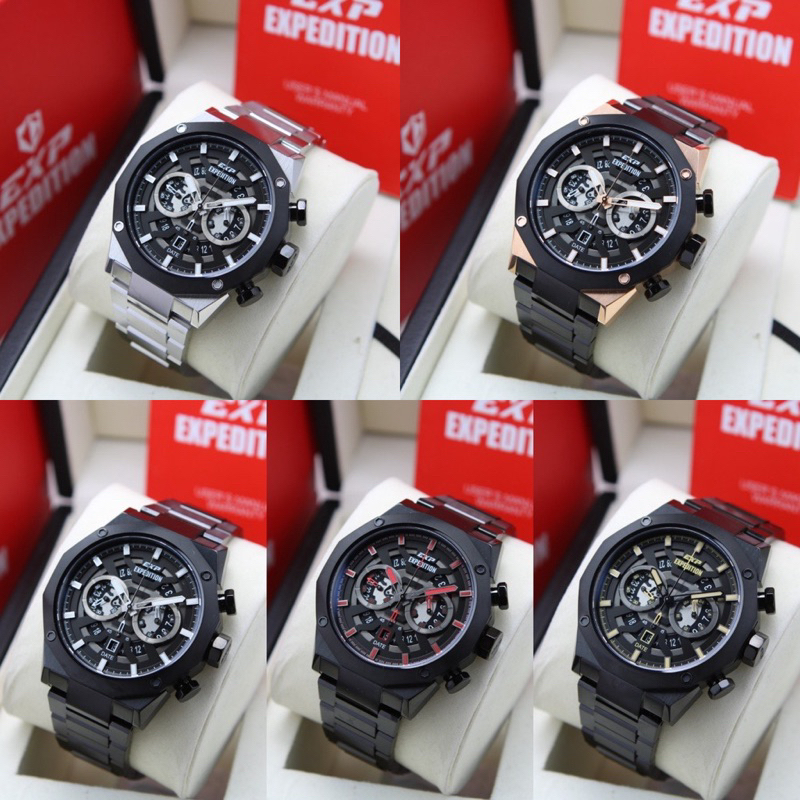 Jam tangan Expedition Exp 6834 original rantai stainless