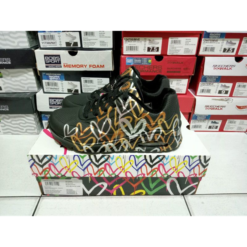 SIZE 37 SKECHERS UNO-METALLIC LOVE 155523BKGD
