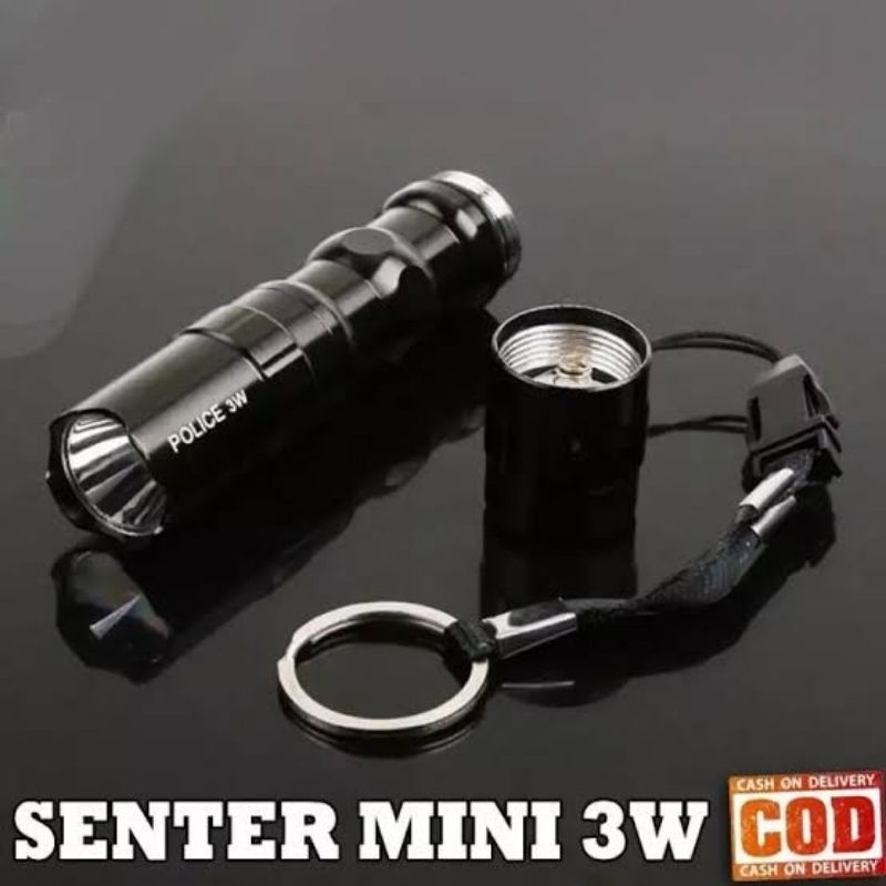 SENTER SWAT MINI LED SUPER TERANG SWAT POLICE LIGHT 3 WATT WATERPPROOF FLASHLIGHT - HITAM-1