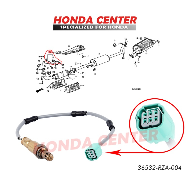 sensor oxygen sensor oksigen oxigen 02 s2 gas buang honda crv re gen3 2400cc 2007 2008 2009 2010 2011 2012 36532-RZA-004