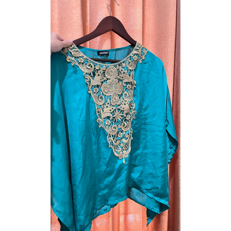 PRELOVED ATASAN KAFTAN BUKBER ACARA KONDANGAN UNDANGAN BROKAT HIJAU HIJAB NON HIJAB