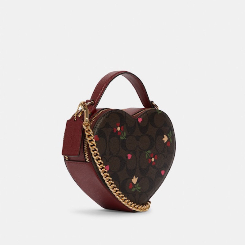 Coach Heart Crossbody In Signature Canvas With Heart Metal Print (C8040)