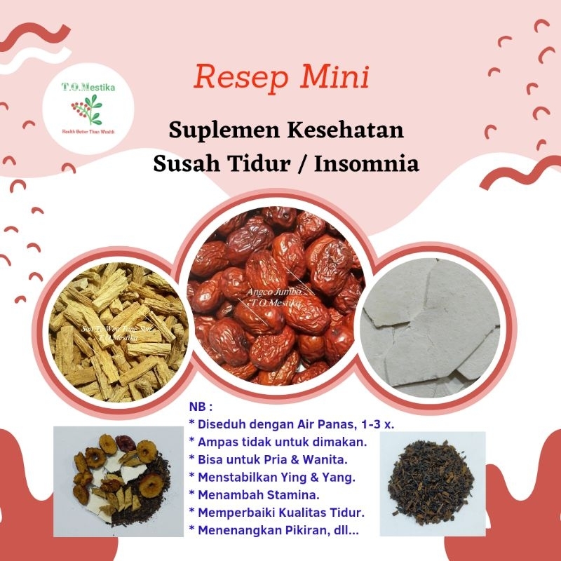 

Resep Mini, Suplemen Susah Tidur / Insomnia.