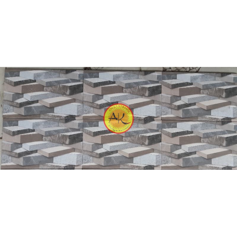 Keramik Dinding Kassr Matt Doff Motif Batu Alam 3D 25x40 Wellington Grey