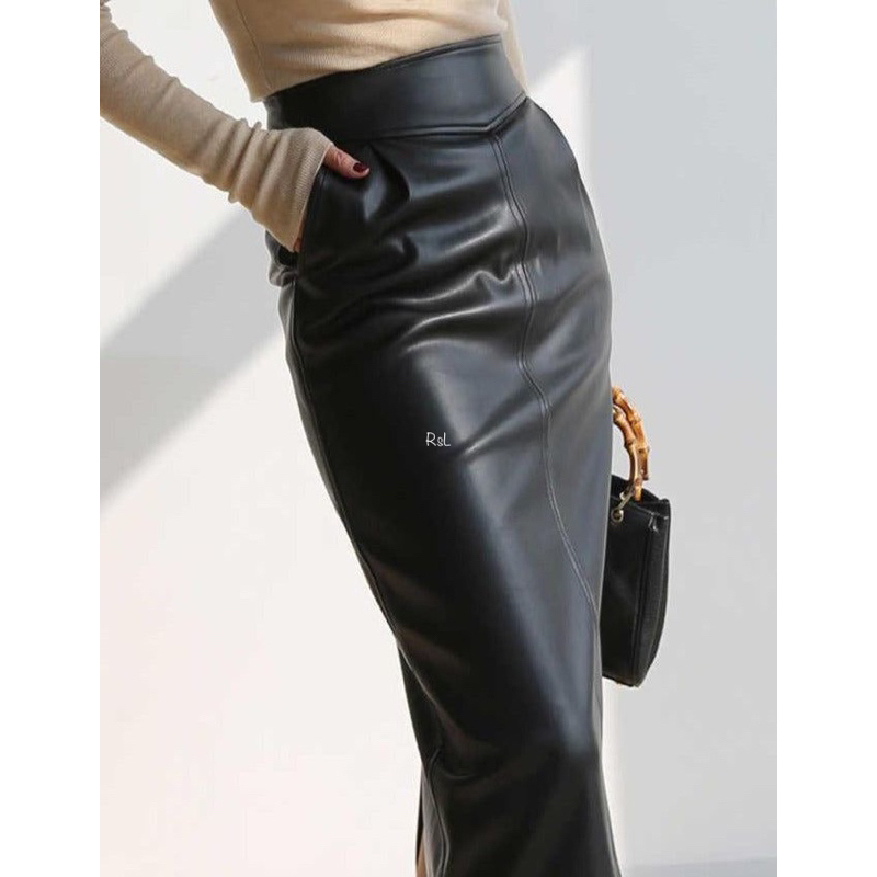 Span kulit wanita / skirt leather vintage midi