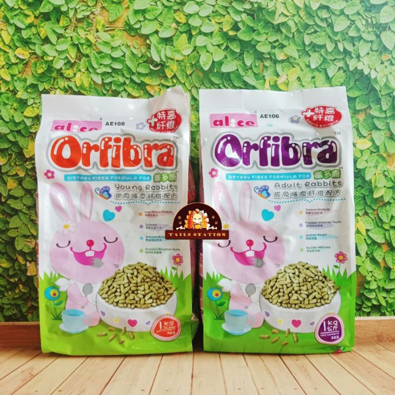 AE106 AE108 Alice Orfibra Adult Young Rabbit Pellet 1kg Makanan Kelinci