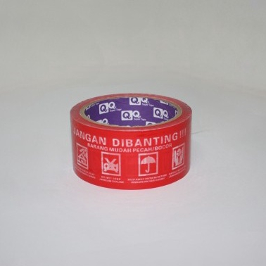 Lakban Fragile Jangan Dibanting &quot;QQ&quot; Merah TOP 48MM 55Yards-2 bahasa -CETRO