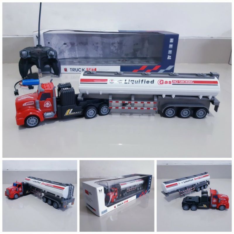 RC Truck Tanki Kontainer Remote Control - Mobil Mainan Remot Kontrol Truk Tangki Container Trailer