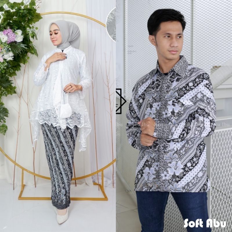 Kebayashopp - Couple kebaya ARUMI tulle bordir rok plisket  mix kemeja panjang/setelan kebaya arumi/ couple kebaya moderen/couple keluarga/couple kebaya pesta/couple kebaya tunangan/kebaya kondangan/couple termurah/couple kebaya busui