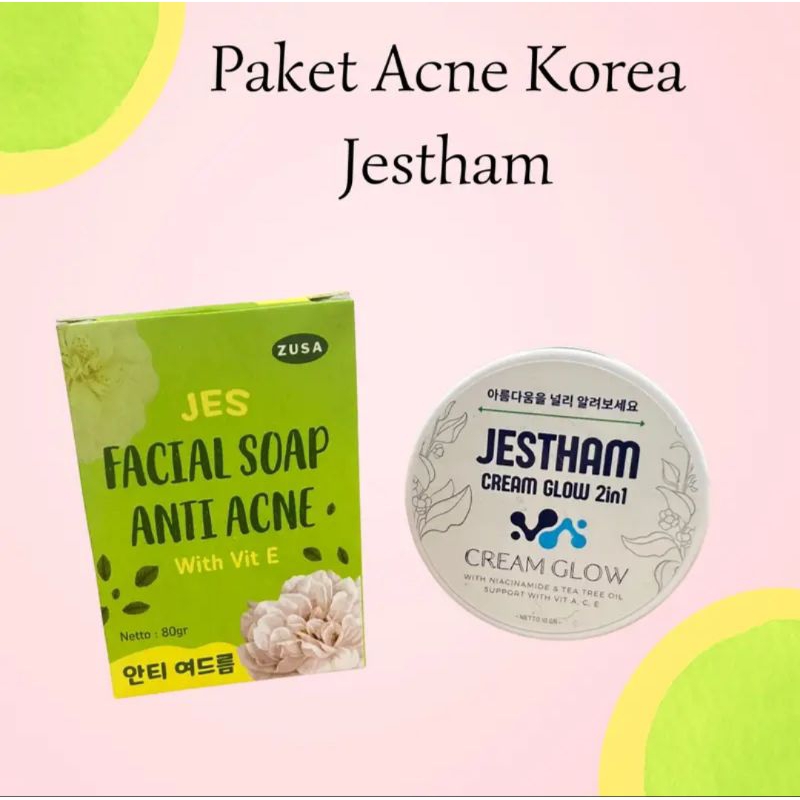 READY PAKET ACNE KOREA JESTHAM ISI 2 (SABUN ACNE + CREAM GLOW)