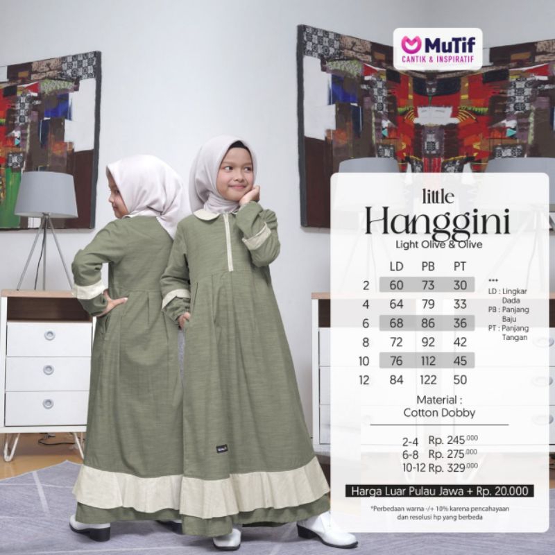 Sarimbit Mutif 2023 Sarimbit Hanggini Light Olive Gamis Hanggini Koko Harsya