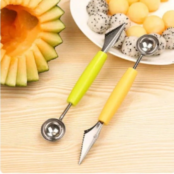 Kerokan Buah Bulat 2in1 Kerokan Blewah Kelapa Melon Parutan Buah Cocktail Semangka Skop Buah Stainless Steel