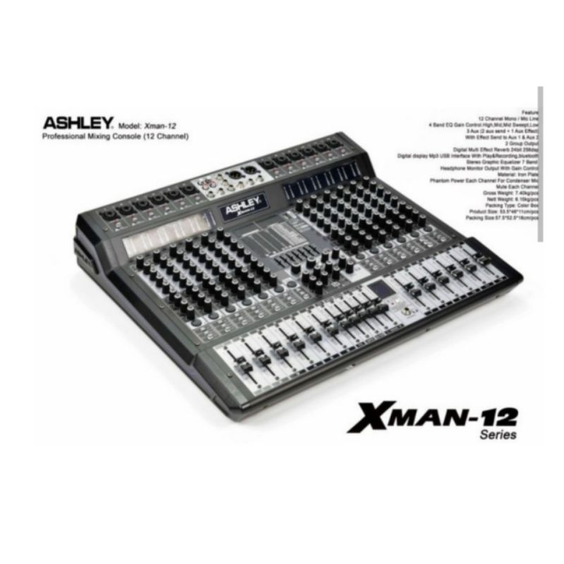 Mixer audio Ashley XMAN 12, mixer 12 channel, bluetooth, USB, garansi resmi,