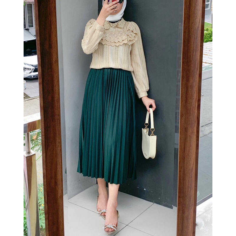 WR6088 ATASAN WANITA IMPORT MODEL KOREA BANGKOK KEKINIAN BAHAN BROKAT IMPORT