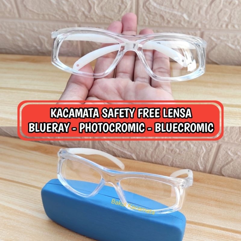 Kacamata Safety Kacamata pelindung Free Lensa Photocromic Blueray Normal Minus