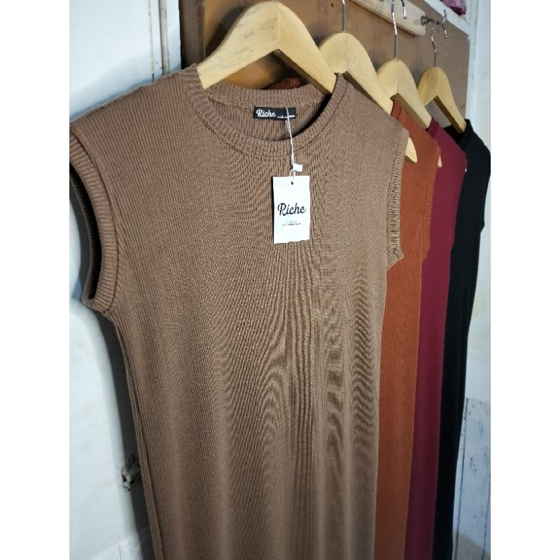 Inner Dress knit Tanpa Lengan by Riche lekmong baju hamil nyaman bahan tebal tidak nerawang adem berkualitas