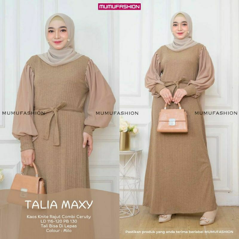 Gamis Wanita Kaos Rajut Jumbo Ld120 TALIA MAXY by Mumu Fashion Muslim Solo