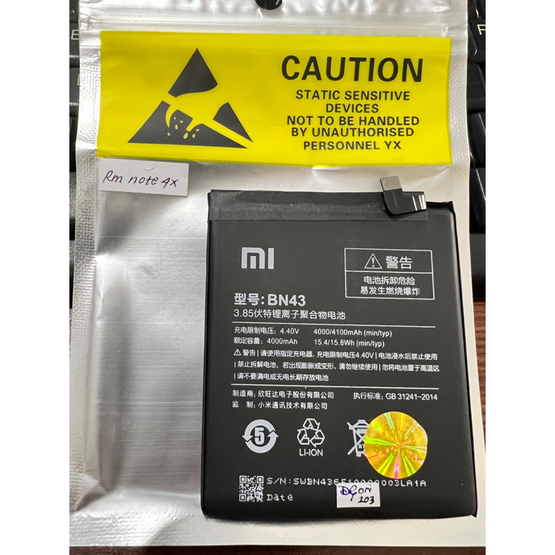 Batre BN43 Xiaomi Redmi Note 4x Baterai Battery Original Cell Mah