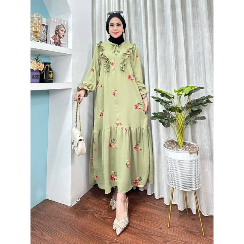 Gamis crincle pampam pompom