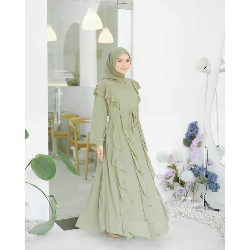 Radwah Dress | Dress polos | Dress Prewedd Hijab | Dress lebaran elegant