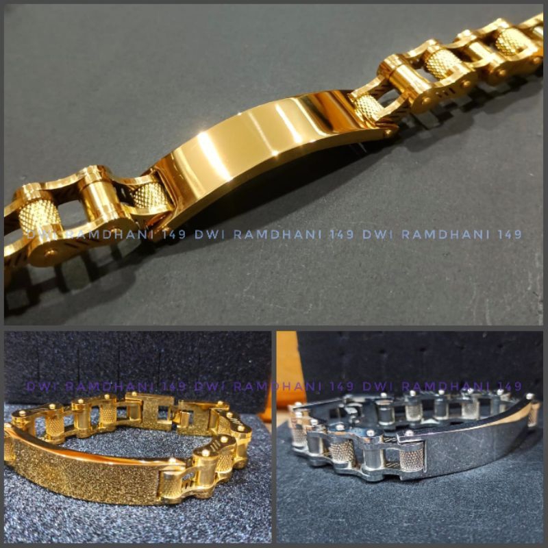 Gelang Tangan Pria Rantai besar Titanium Plat Polos