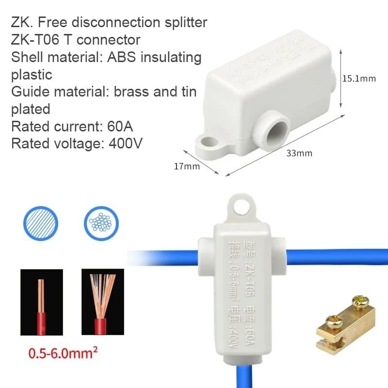 Terminal Block Blok T Konektor Kabel HIGH POWER CONNECTOR ZK-T06 Sambungan Kabel