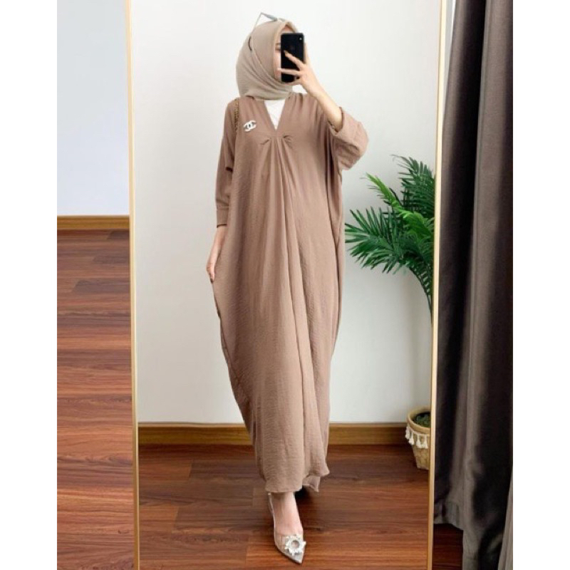 Tamstore Gamis Kaftan Crinkle Polos Najwa