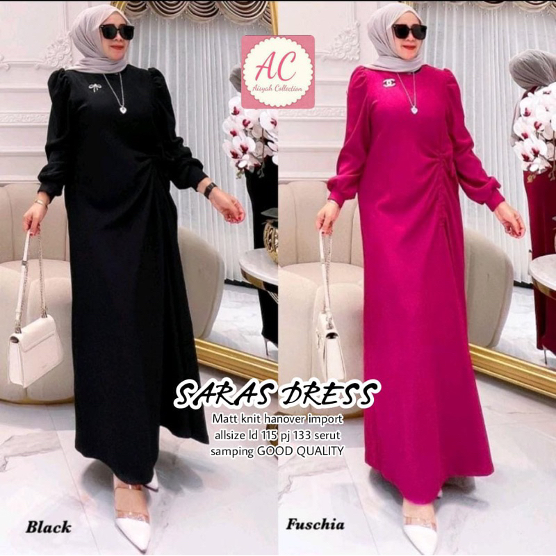 SARAS DRESS KNIT IMPORT / DRESS SERUT VIRAL TERBARU / DRESS SERUT BAHAN KNIT IMPORT LD 100-110 PJ 13