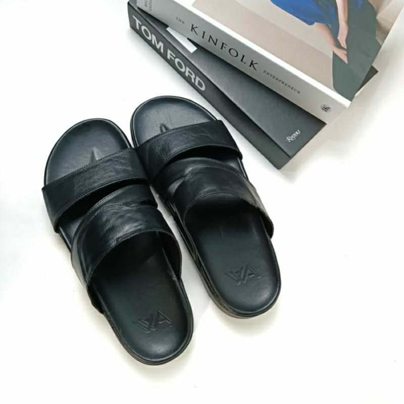 Sandal Pria Kulit Sapi Asli Original Sendal Slide Casual Pria Dewasa