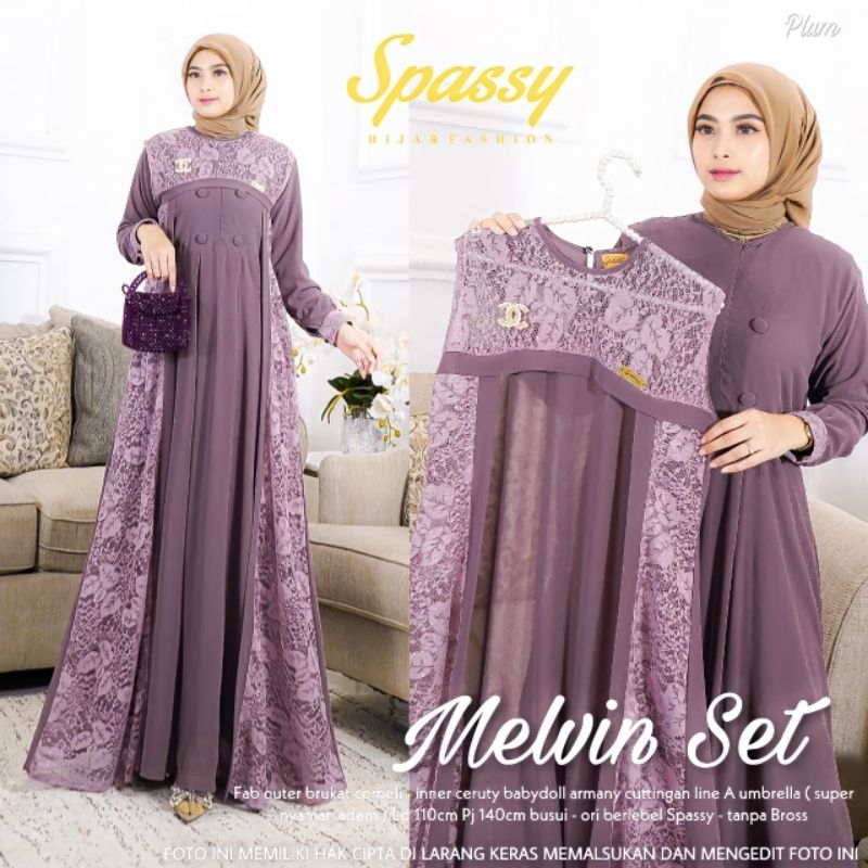 MELVIN SET GAMIS WANITA SETELAN WANITA ORIGINAL SPASSY GAMIS BRUKAT MIX CERUTY BABYDOL AMANI PREMIUM