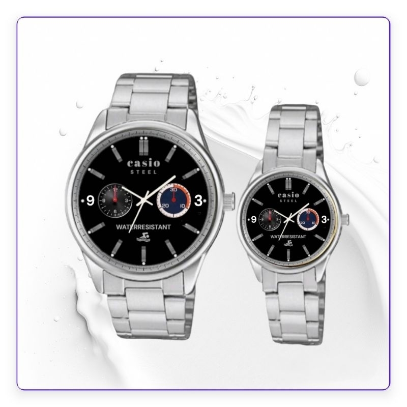Jam tangan couple steinless casio/ Jam tangan pasangan rantai steinless