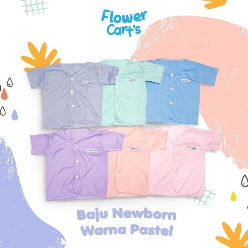 3 Pcs Baju Atasan Bayi FLOWER CART'S Buntung/Pendek/Panjang 0-6 Bulan