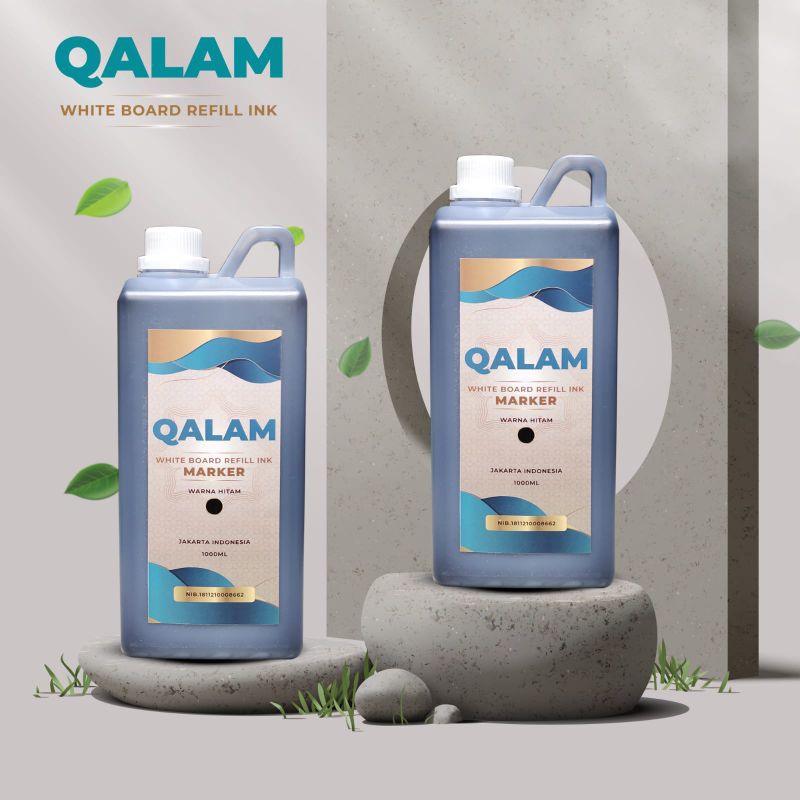 

QALAM Tinta White Board 1000 ml warna HITAM Bonus Botol Kosong