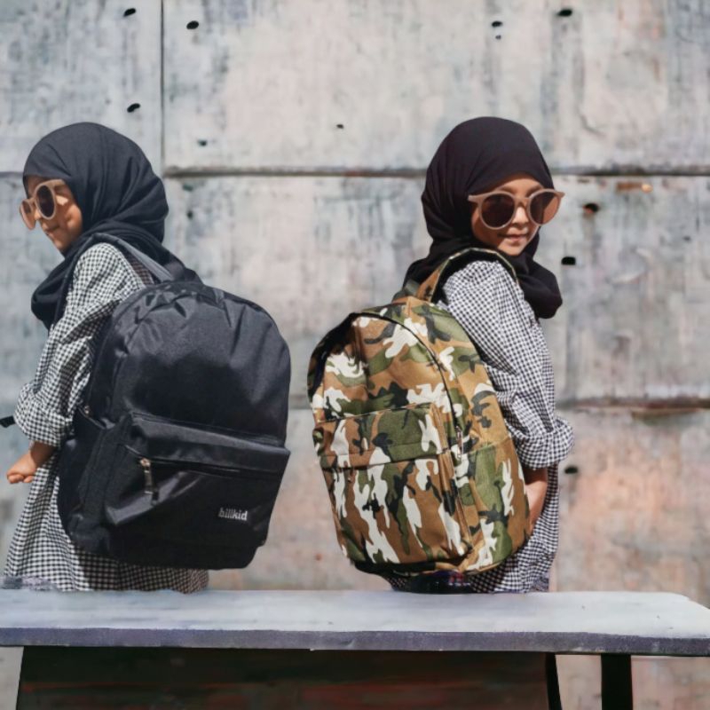 Backpack Tu7uh Store Tas Sekolah anak sd tas ransel loreng army/gendong/tas punggung/anak pria wanita printing army loreng hitam polos