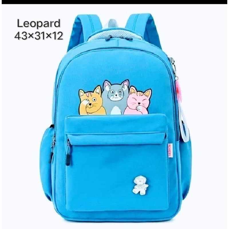 TAS BACKPACK SEKOLAH ANAK MOTIF KUCING 3 BERSAUDARA