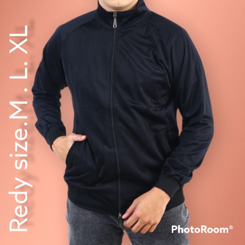 Jacket Tracktop Pria Casual Track suit  hitam polos
