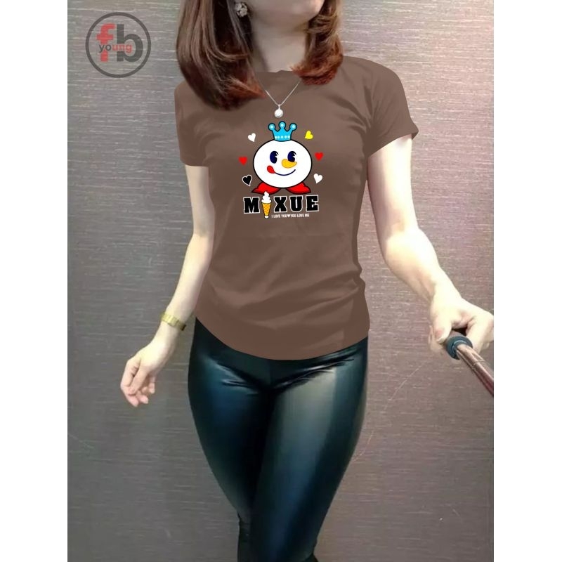 kaos wanita mixue ice cream lengan pendek