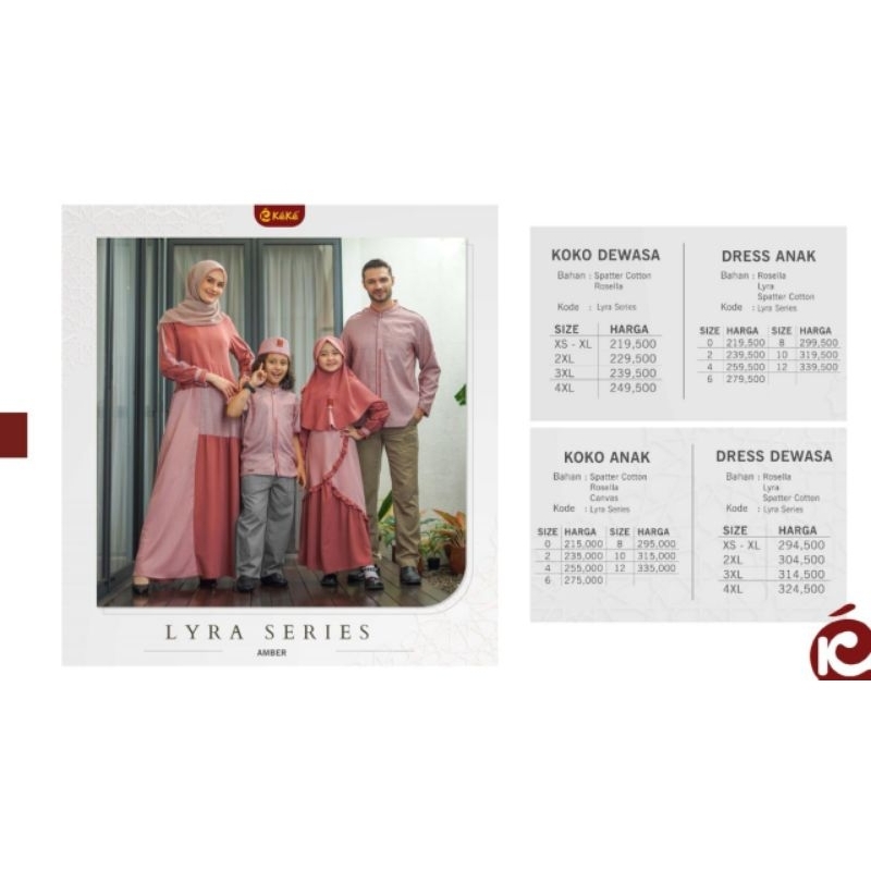 Sarimbit Family Premium Lyra Series Amber by Keke|Koko|Kokk Anak Set Celana|Gamis Anak Set Hijab|Sar