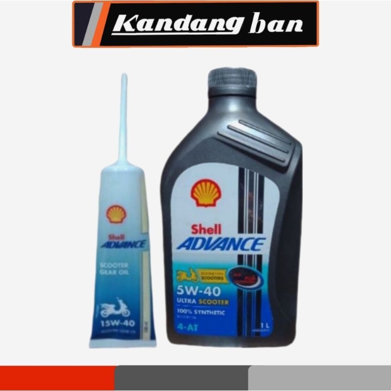 PAKET OLI MATIC SHELL ADVANCE ULTRA SCOOTER 5W-40 1L + OLI GARDAN SHELL 120 ML (PRODUK ORIGINAL)