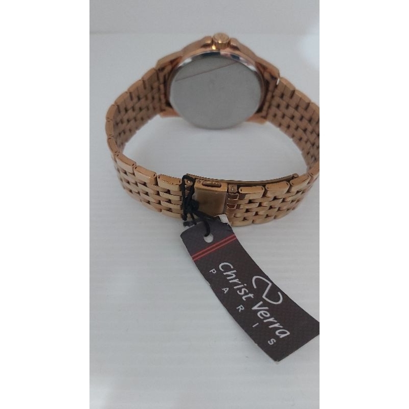 jam tangan pria christ verra cv 71110g-15slv rosegold