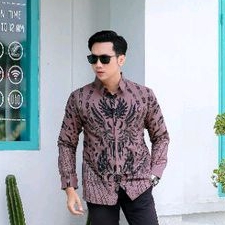 BATIK BOLO DEWO Motif Peksi Prabu Hendrawan Kemeja Baju Batik Pria Lengan Panjang Lapis Furing Hem Atasan