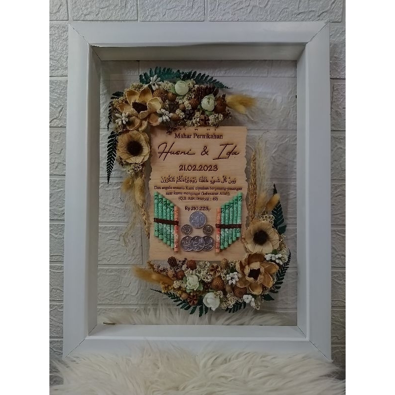CUSTOM MAHAR AKRILIK bunga kering frame 40*40